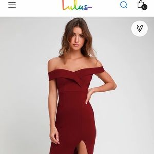 Lulus off the shoulder dress. Worn once for a wedding.